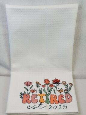 Retired Est 2025 Floral Kitchen Towel - White NEW